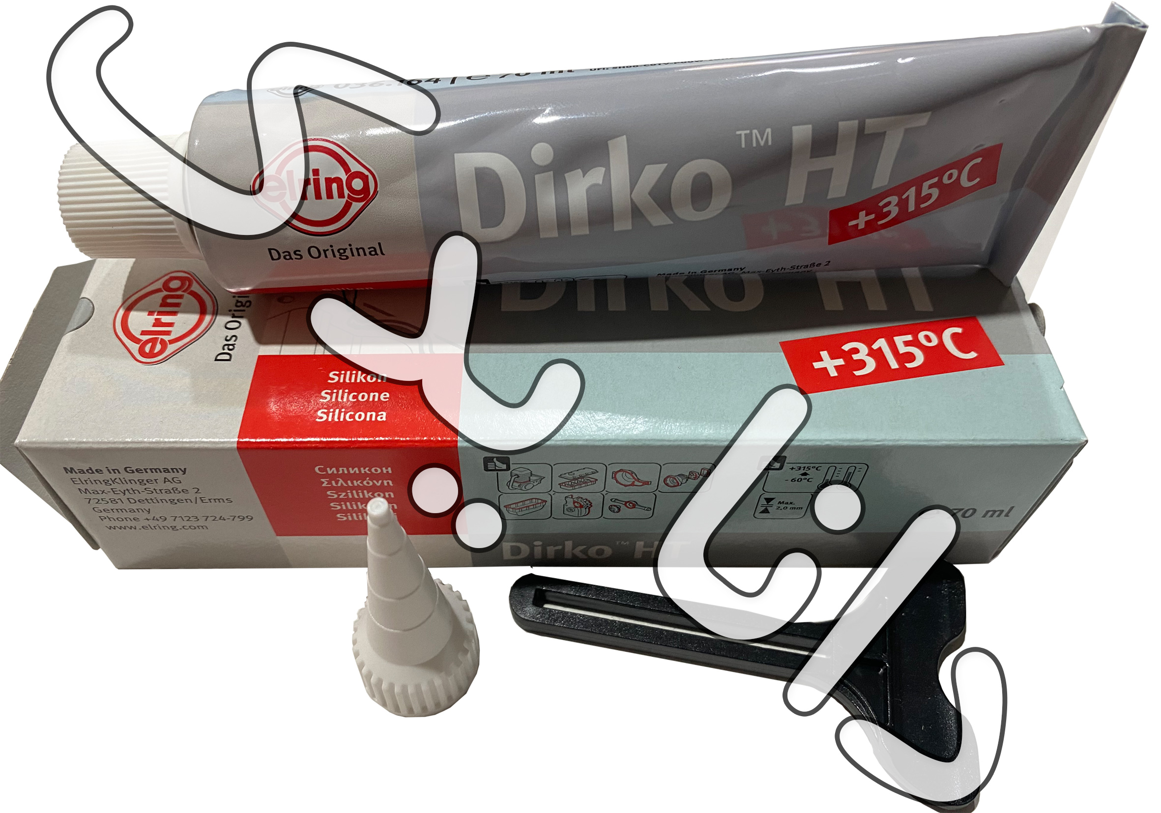 چسب واشرساز  سیلیکونی دیرکو DIRKO آلمانی اصل به رنگ خاکستری روشن 75 گرمی