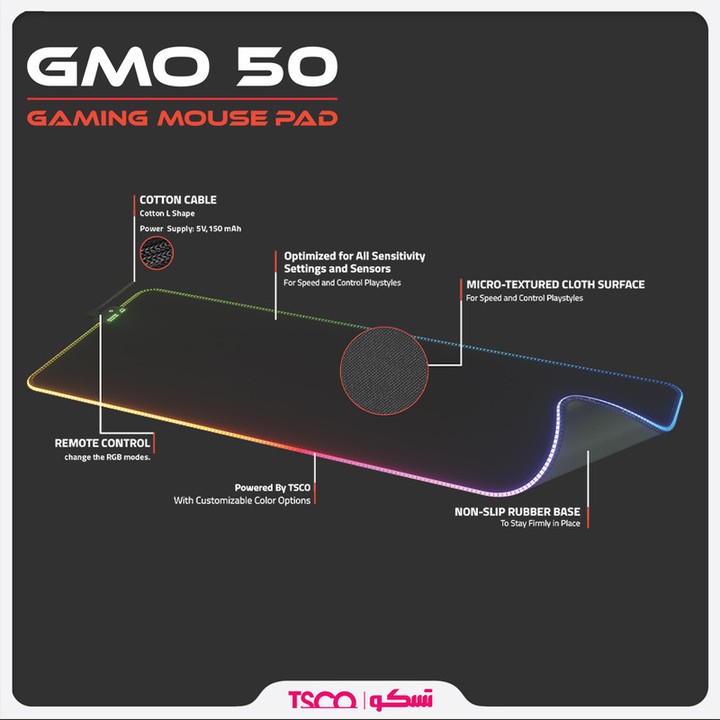 ماوس پد مخصوص بازی تسکو مدل GMO 50