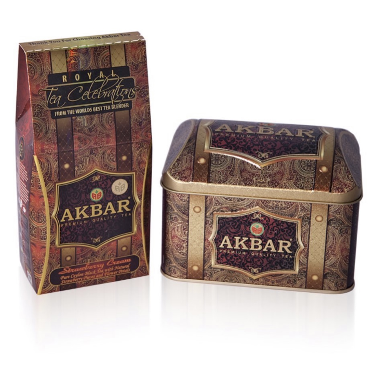 چای اکبر AKBAR صندوقی قوطی فلزی ۲۵۰ گرم با طعم توت فرنگی