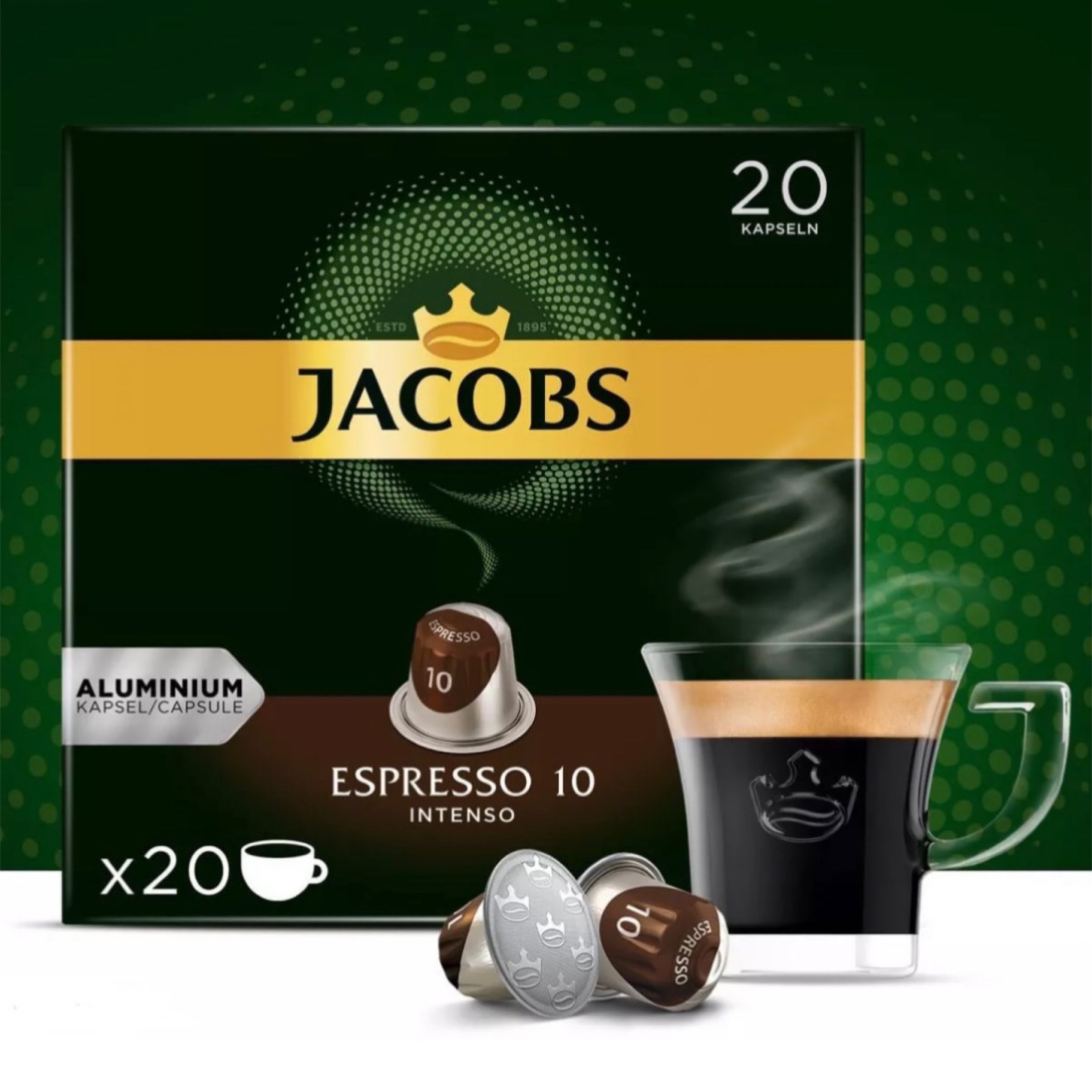 کپسول قهوه جاکوبز اسپرسو اینتنسو 20 عددی | Espresso Intenso