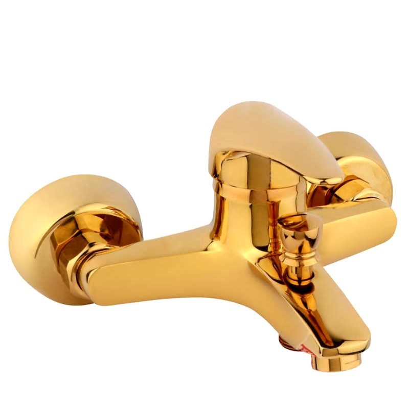 ست شیرآلات برلیان مدل ارس طلایی به همراه علم دوش دوکاره و شلنگ توالت طلایی