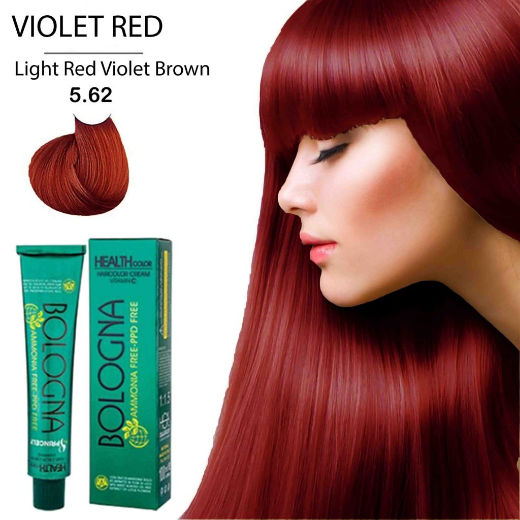 رنگ مو بدون آمونیاک بلونیا شماره Light Red Violet brown 5.62 حجم 100میل_فروشگاه اینترنتی آرایشی بهداشتی آزارو در شیراز‌