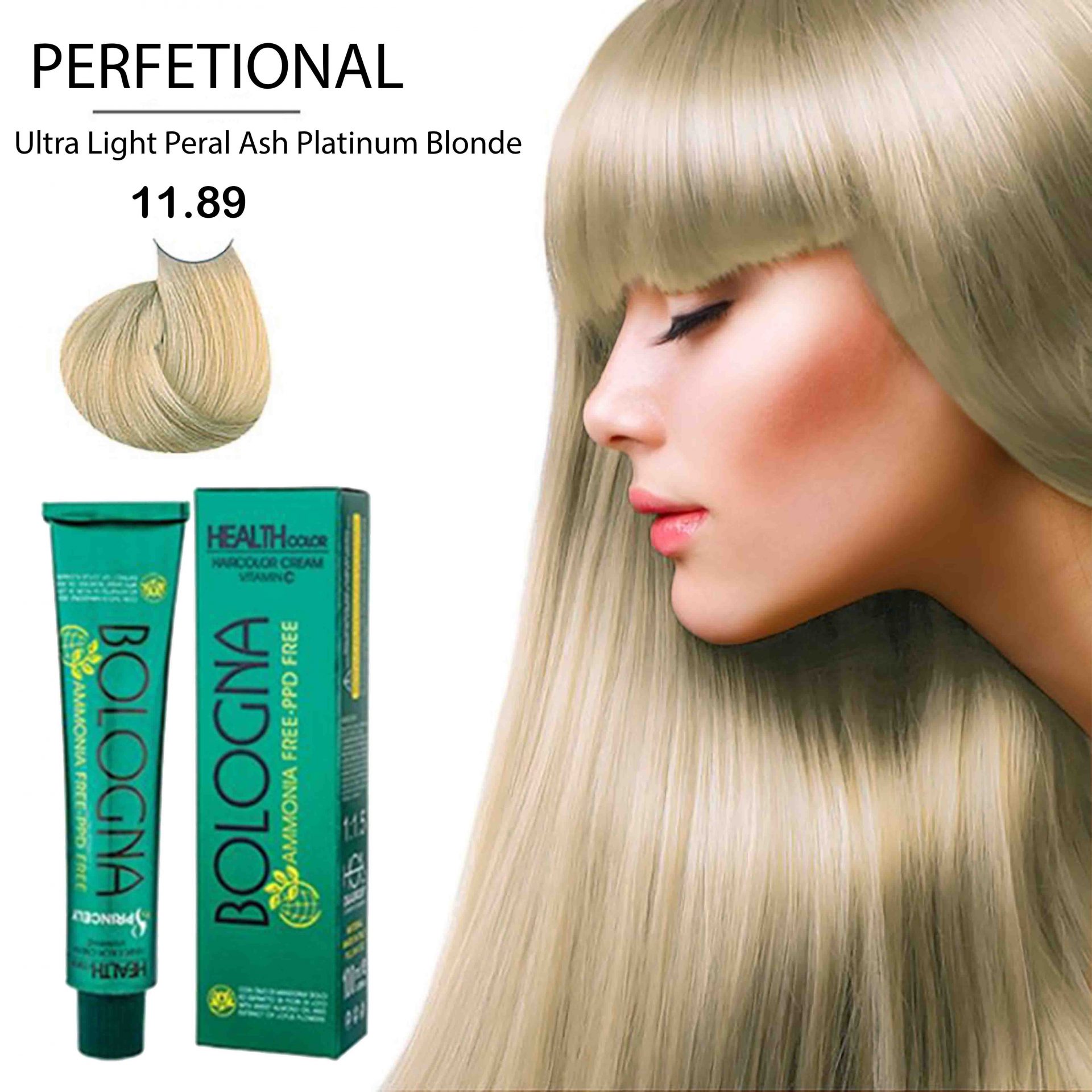 رنگ مو بدون آمونیاک و بدون پی پی دی بلونیا 100میل Ultra Light Ash Platinum Blonde 11.89_فروشگاه اینترنتی آرایشی بهداشتی آزارو در شیراز