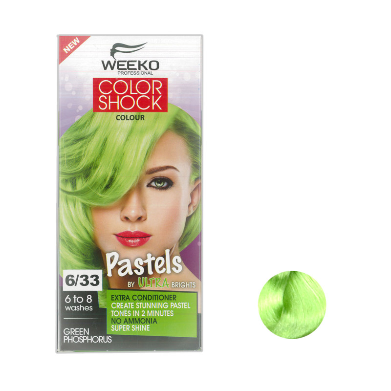 کیت رنگ مو فسفری ویکو مدل color shock شماره 6/33 حجم 80 میلی لیتر رنگ سبز فسفری-فروشگاه اینترنتی آرایشی بهداشتی آزارو ‌