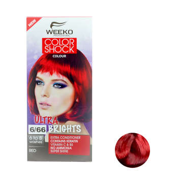 کیت رنگ مو شامپویی قرمز تیره ویکو مدل color shock شماره 6/66 حجم 80 میلی لیتر رنگ قرمز_فروشگاه اینترنتی آرایشی بهداشتی آزارو ‌