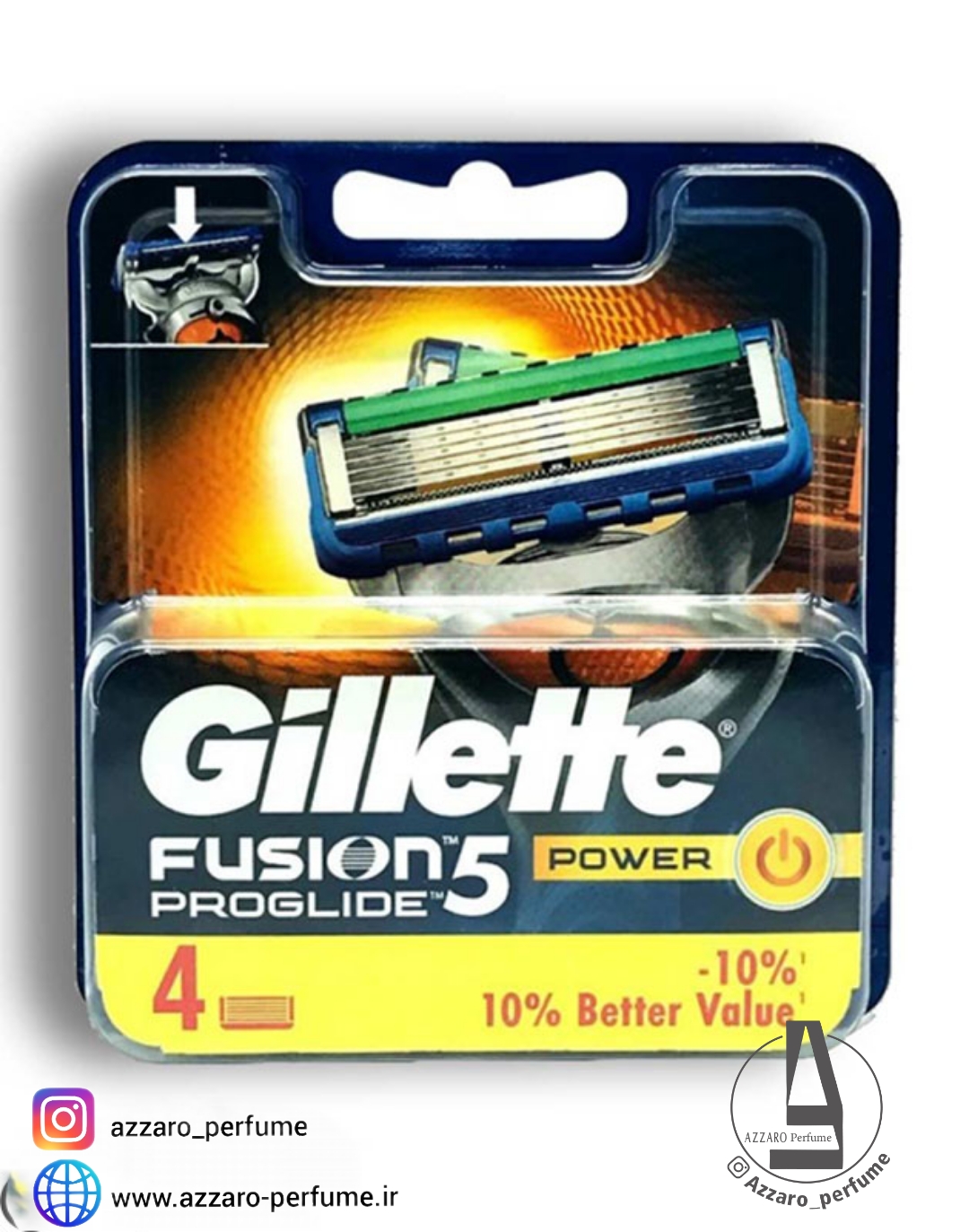 تیغ یدک ژیلت مدل فیوژن 5 پروگلاید پاور بسته 4 عددی اصل آلمان Gillette Fusion 5 ProGlide Power-فروشگاه اینترنتی آرایشی بهداشتی آزارو ‌