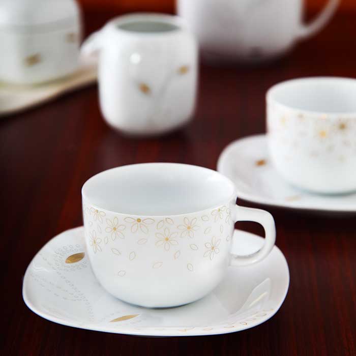 سرویس چینی زرین 12 پارچه چای خوری مدل گلدن لوتوس