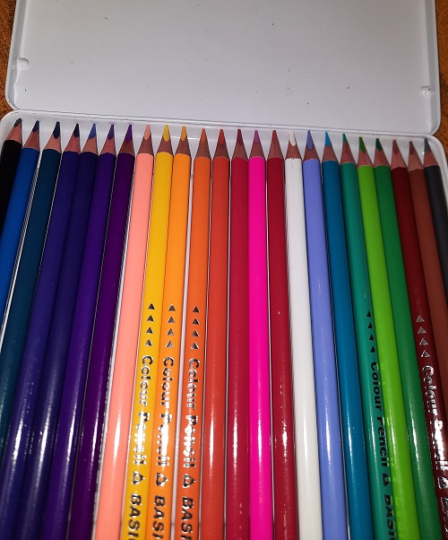 مداد رنگی 24 رنگ جعبه فلزی تخت باسیک