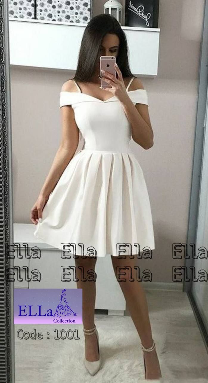 لباس مجلسی پیراهن عروسکی سفید برند ELLa collection کد 1001