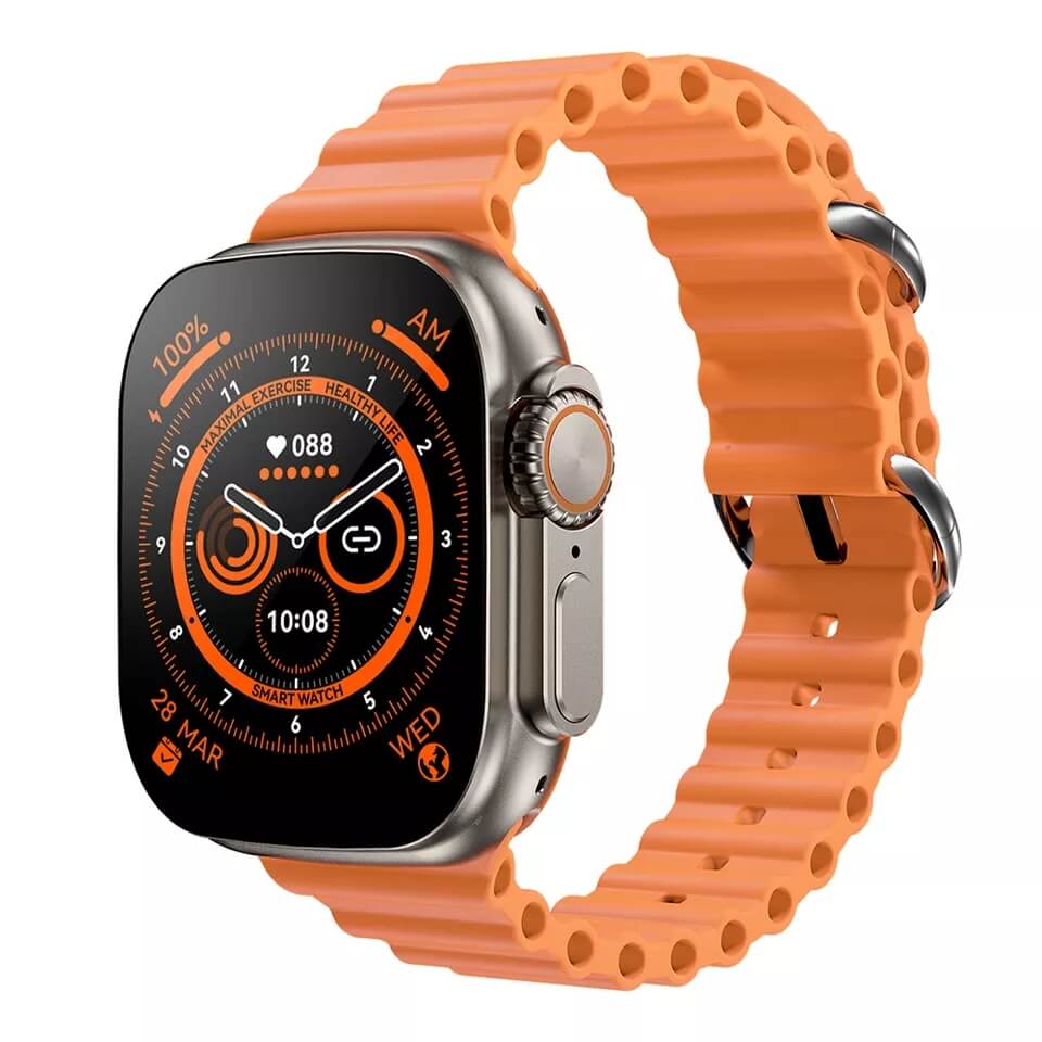 ساعت هوشمند مدل DT8 ULTRA PLUS بدنه طلایی مات به همراه بند نارنجی+ارسال رایگان