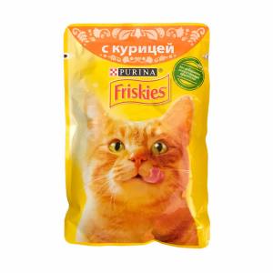 غذای پوچ گربه فریسکیز مدل chicken وزن85 گرم
