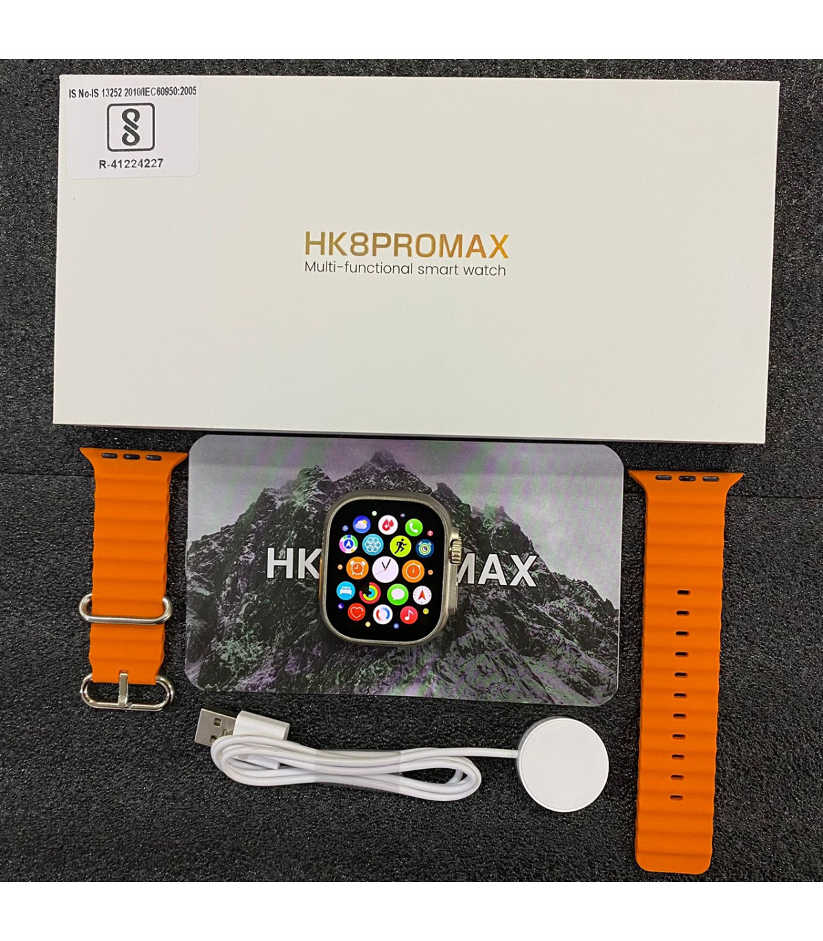 ساعت هوشمند مدل Hk8 Pro Max اورجینال (بند مشکی-فریم تیتانیوم)
