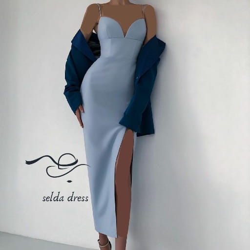 مدل لباس مجلسی دخترانه آبی آسمانی