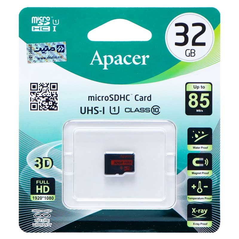 کارت حافظه microSDHC اپیسر مدل AP32GA کلاس 10 استاندارد UHS-I U1 سرعت 85MBps ظرفیت 32 گیگابایت
