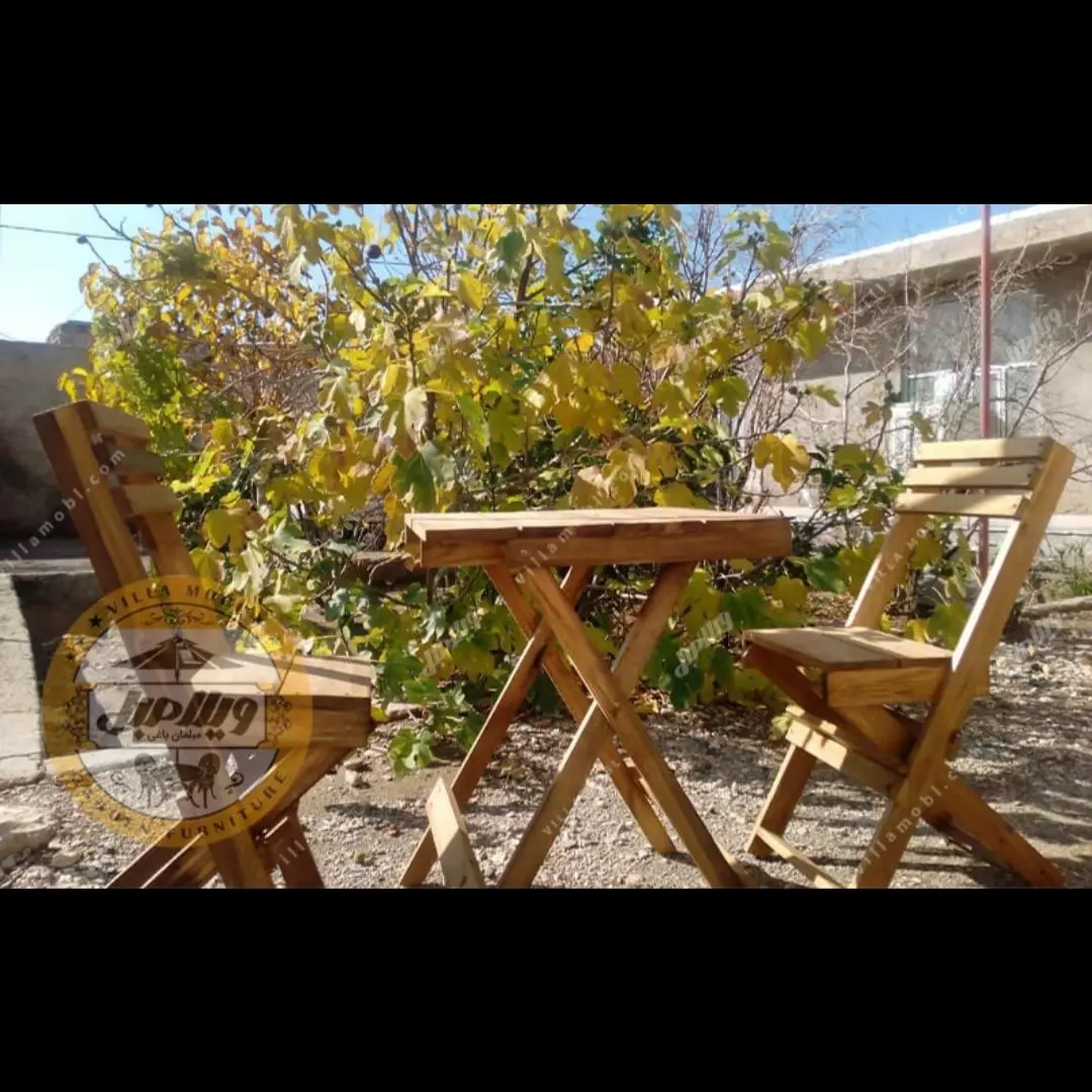 ست میز و صندلی چوبی تاشو دونفره