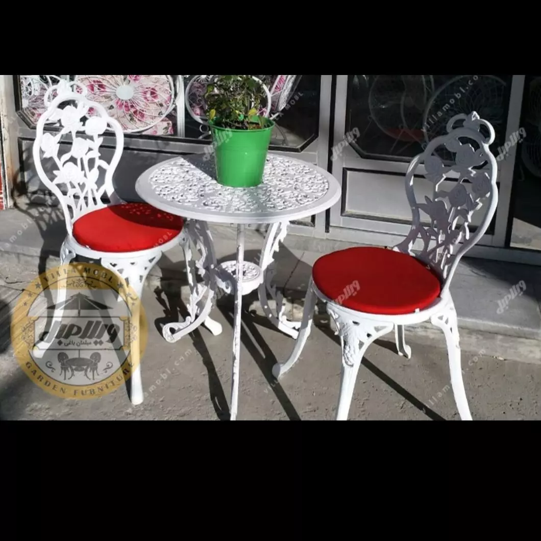 میز و صندلی باغی و آشپزخانه آلومینیومی گل رز  4 نفره با میز  79