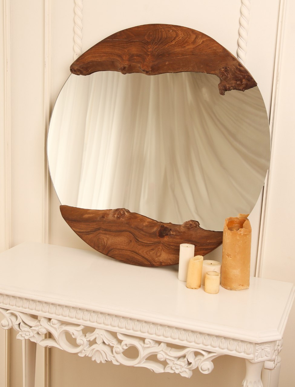 آینه چوبی چنار دایره ای