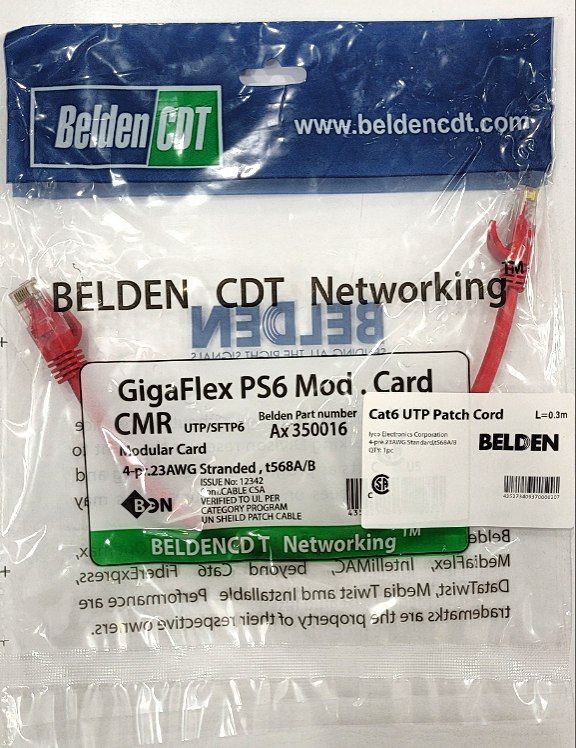 کابل شبکه cat6 Belden متراژ 30cm سی سانتی متر