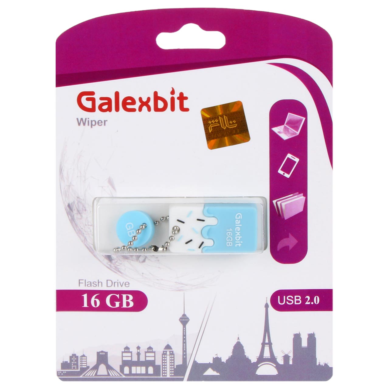 آبی-Galexbit Wiper USB2.0 Flash Memory-16GB (گارانتی تلاش) #
