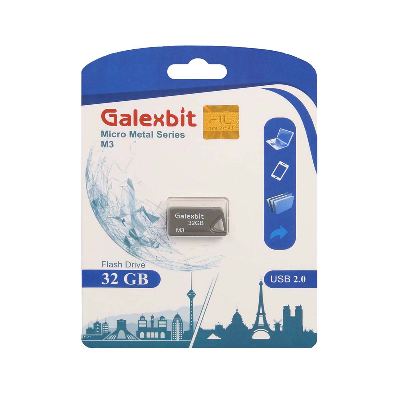 Galexbit Micro metal series M3 USB2.0 Flash Memory-32GB خاکستری(گارانتی تلاش #