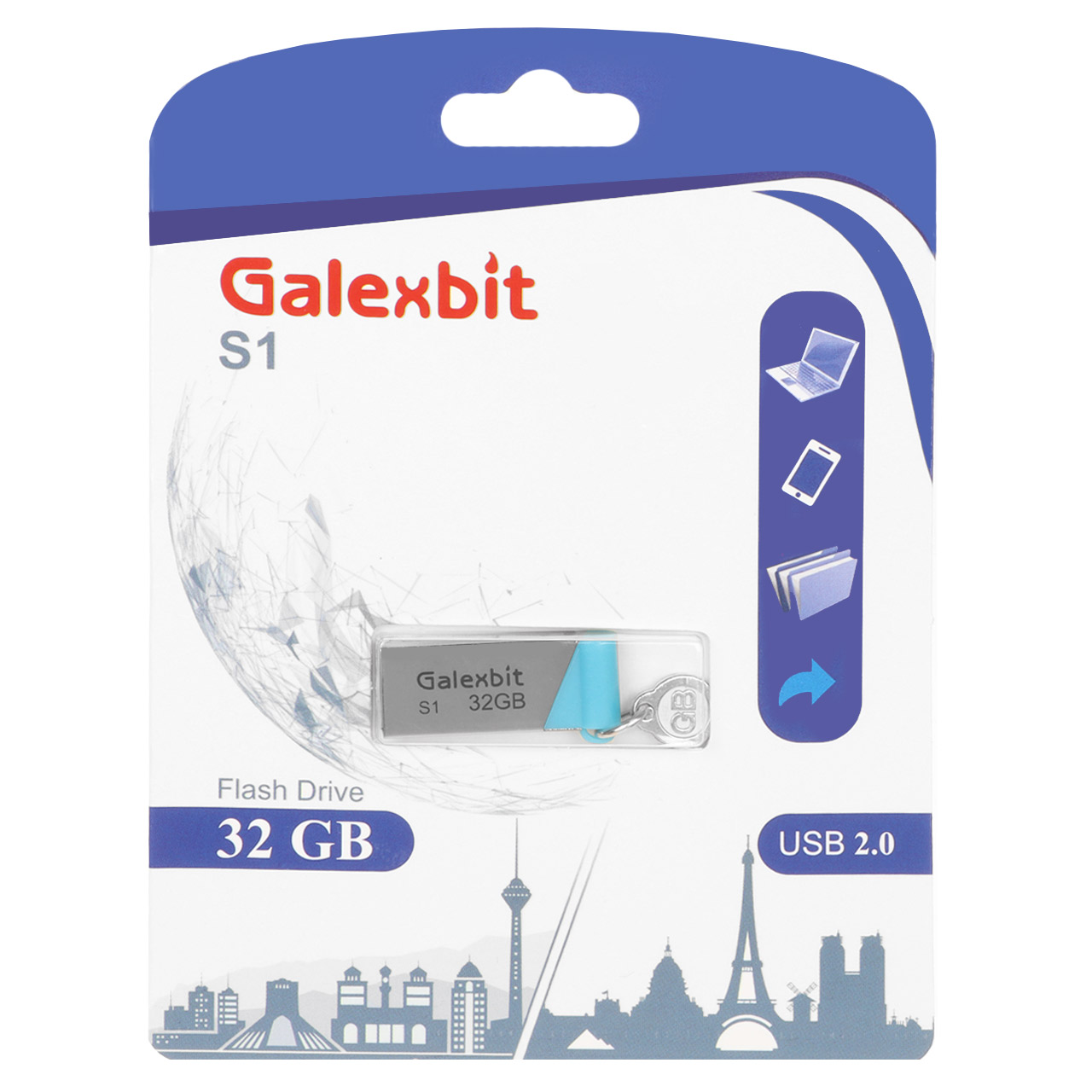 Galexbit S1 USB2.0 Flash Memory - 32GB (گارانتی مادام تلاش) نقره ای #