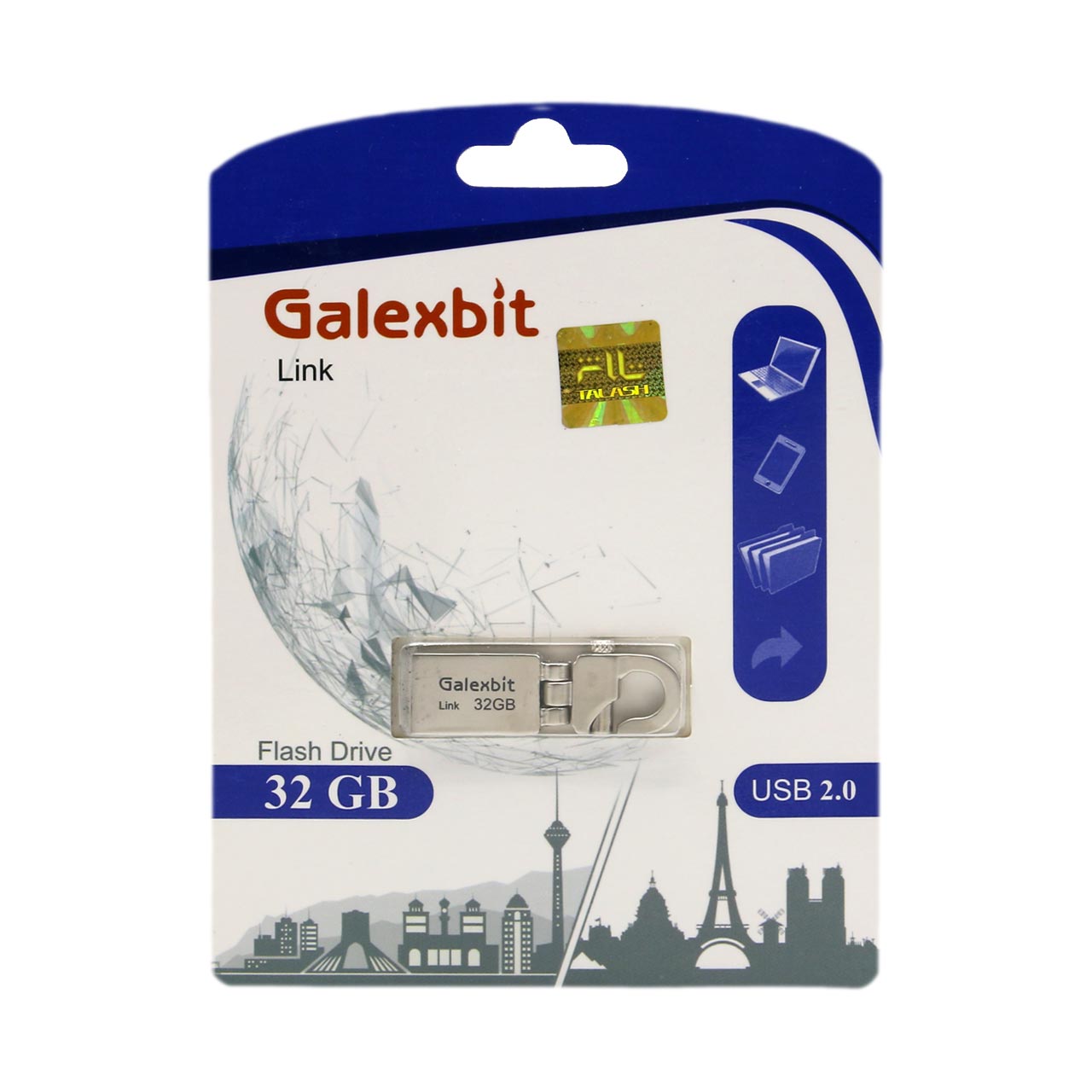 Galexbit Link USB2.0 Flash Memory-32GB (گارانتی تلاش) نقره ای #