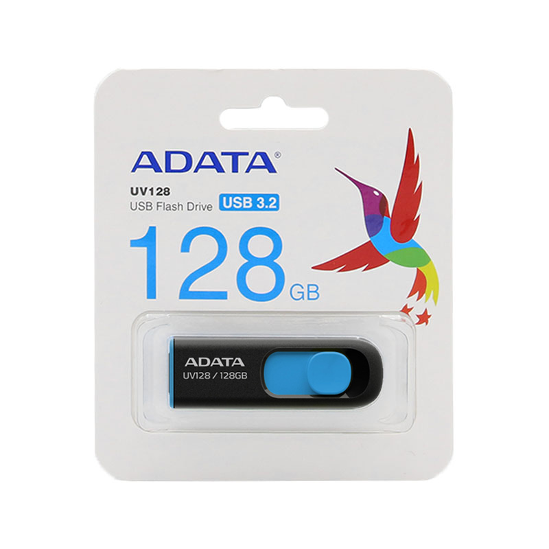 Adata UV128 USB 3.2 Flash Memory-128GB مشکی آبی (گارانتی مادام‌العمر شرکت آونگ) #