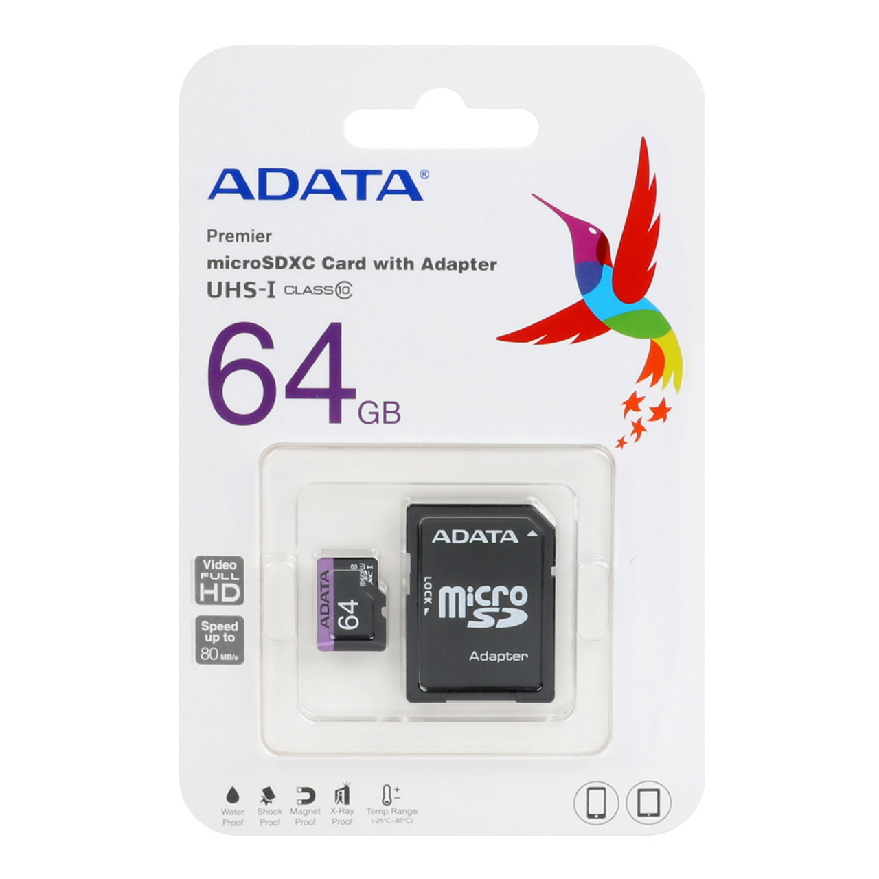 ADATA Premier microSDXC & adapter UHS-I U1 Class 10-80MB/s-64GB (گارانتی شرکت آونگ #