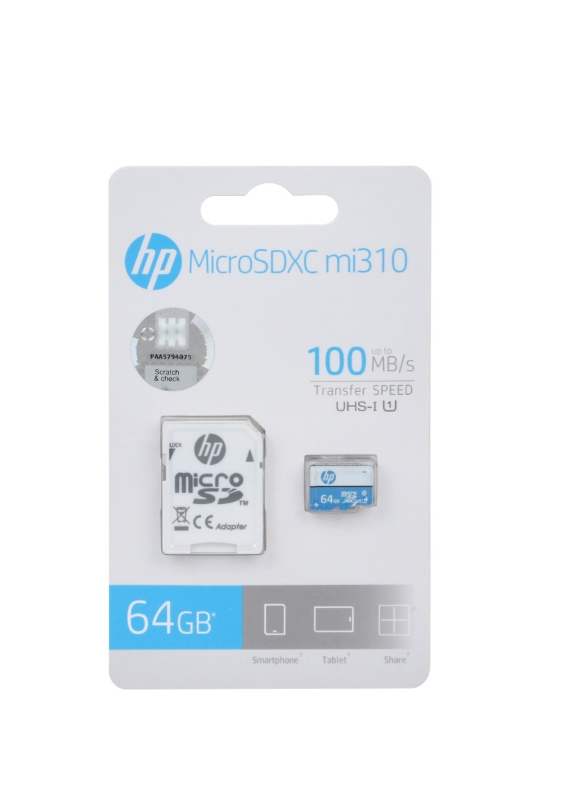 HP mi310 U1 microSDXC & adapter Class 10-100MB/s - 64GB (دو ساله سورین