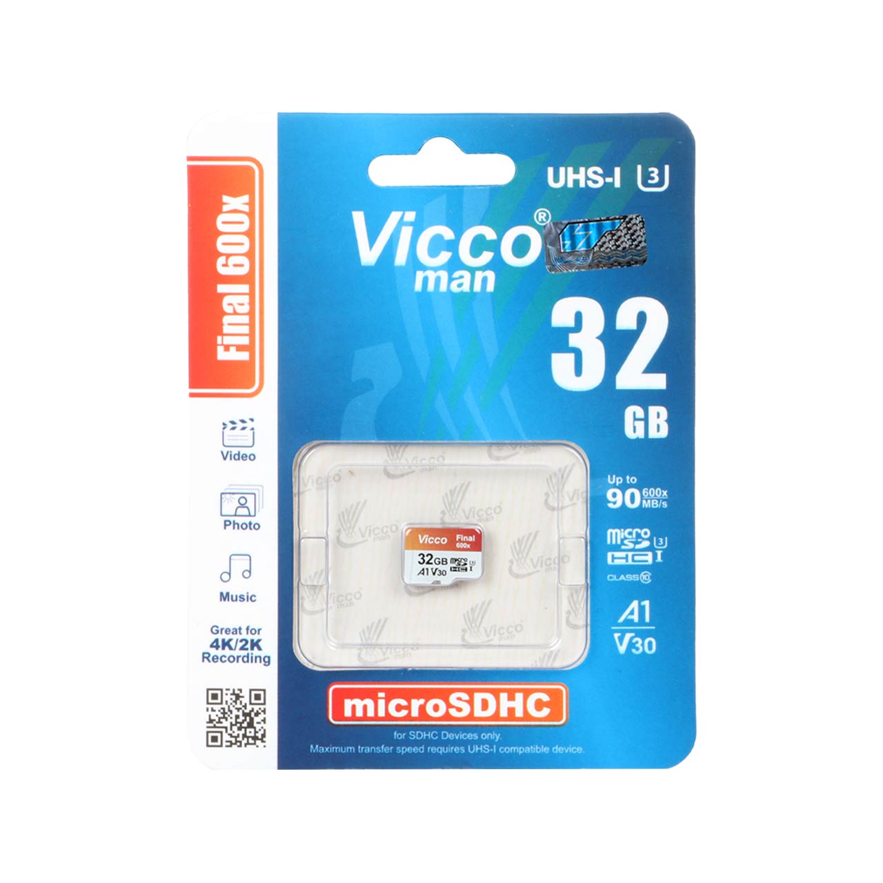 Vicco man Final 600X microSDHC UHS-I U3 Class10-90MB/s - 3