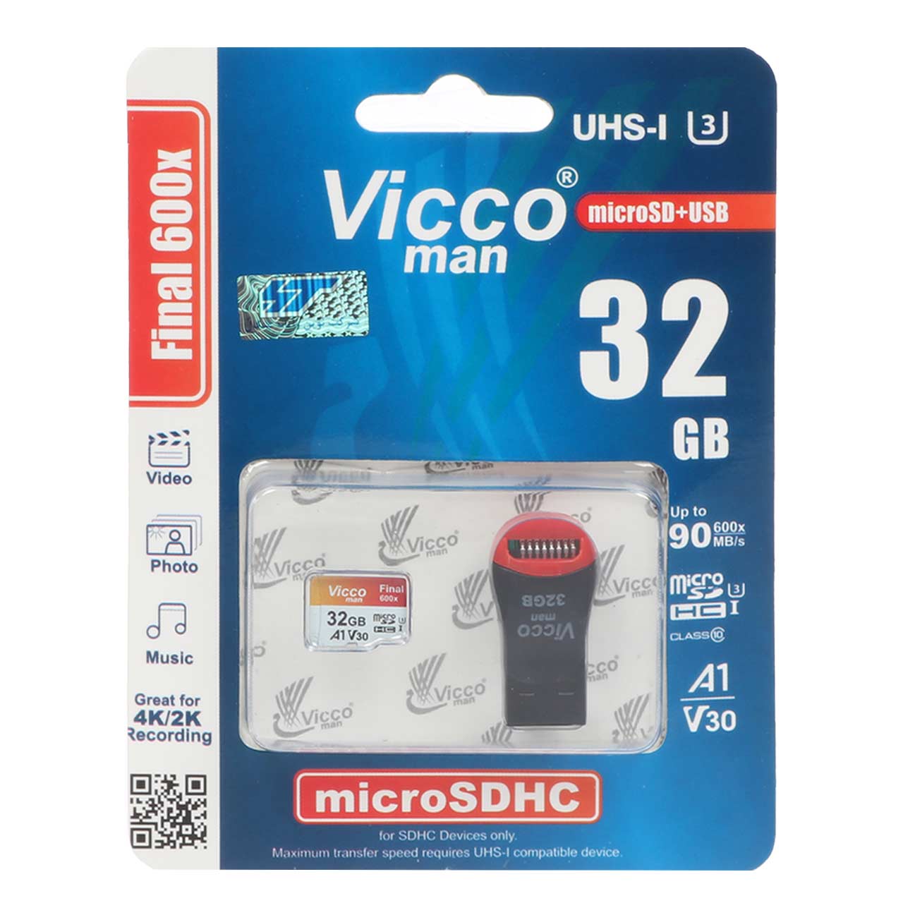 ViccoMan MicroSDHC&USB Final 600X V30 UHS-I U3 - 32GB