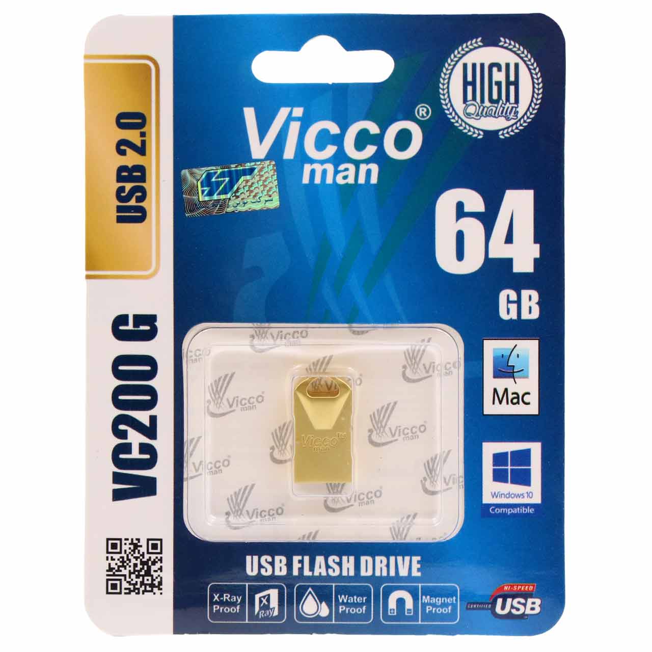 گارانتی مادام‌العمر رایانه نوین سگال) طلایی Vicco man VC200 G USB2.0 Flash Memory - 64GB
