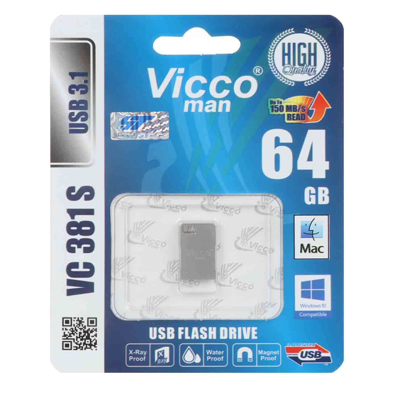 گارانتی مادام‌العمر رایانه نوین سگال) نقره ای Vicco man VC381 S USB3.1 Flash Memory - 64GB