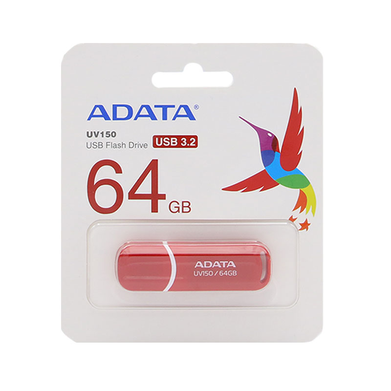Adata UV150 USB 3.2 Flash Memory- 64GB قرمز (گارانتی مادام‌العمر شرکت آونگ