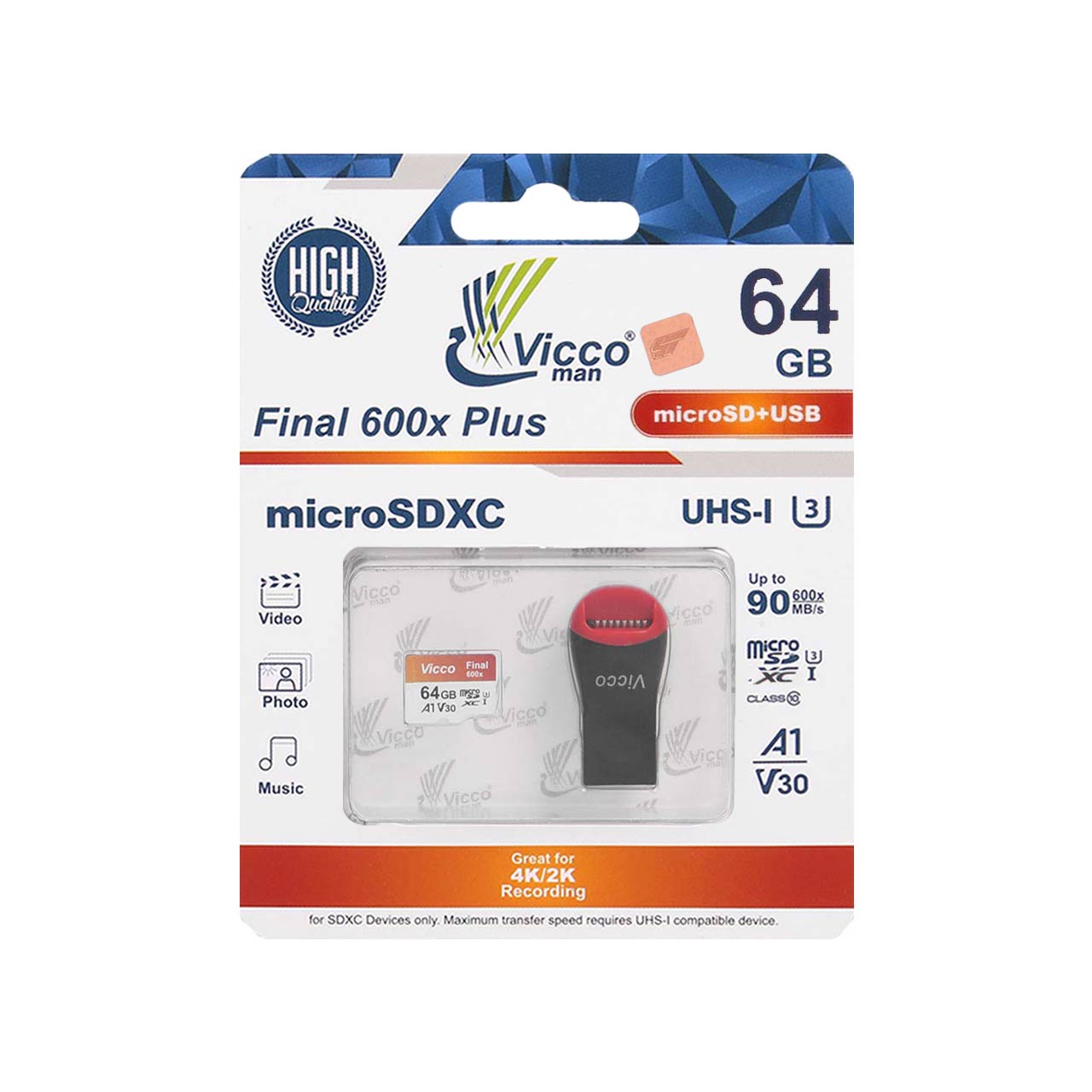 ViccoMan microSDXC Final 600X Plus V30 UHS-I U3-64GB