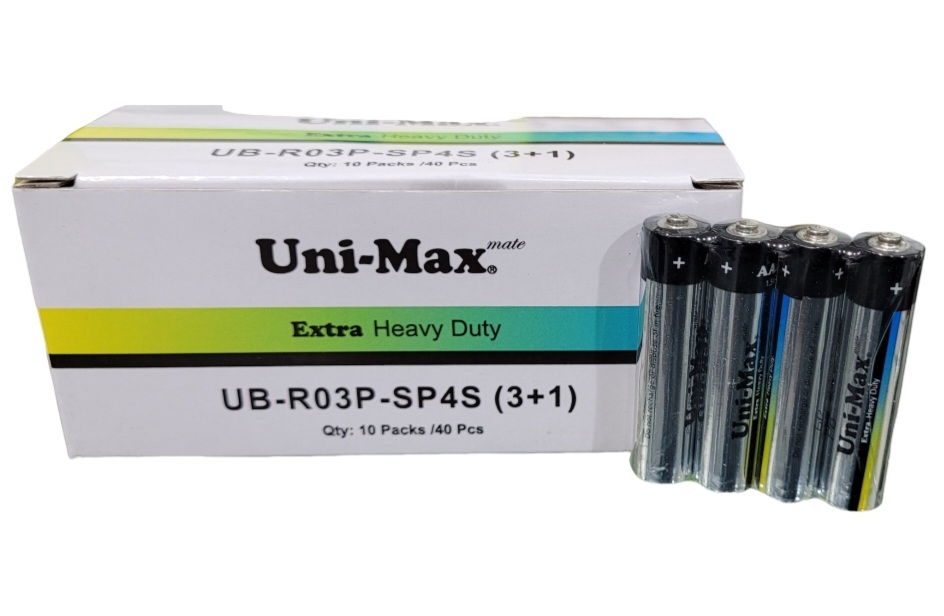 باتری نیم قلم Uni-max بسته ۴۰ عددی heavy-duty