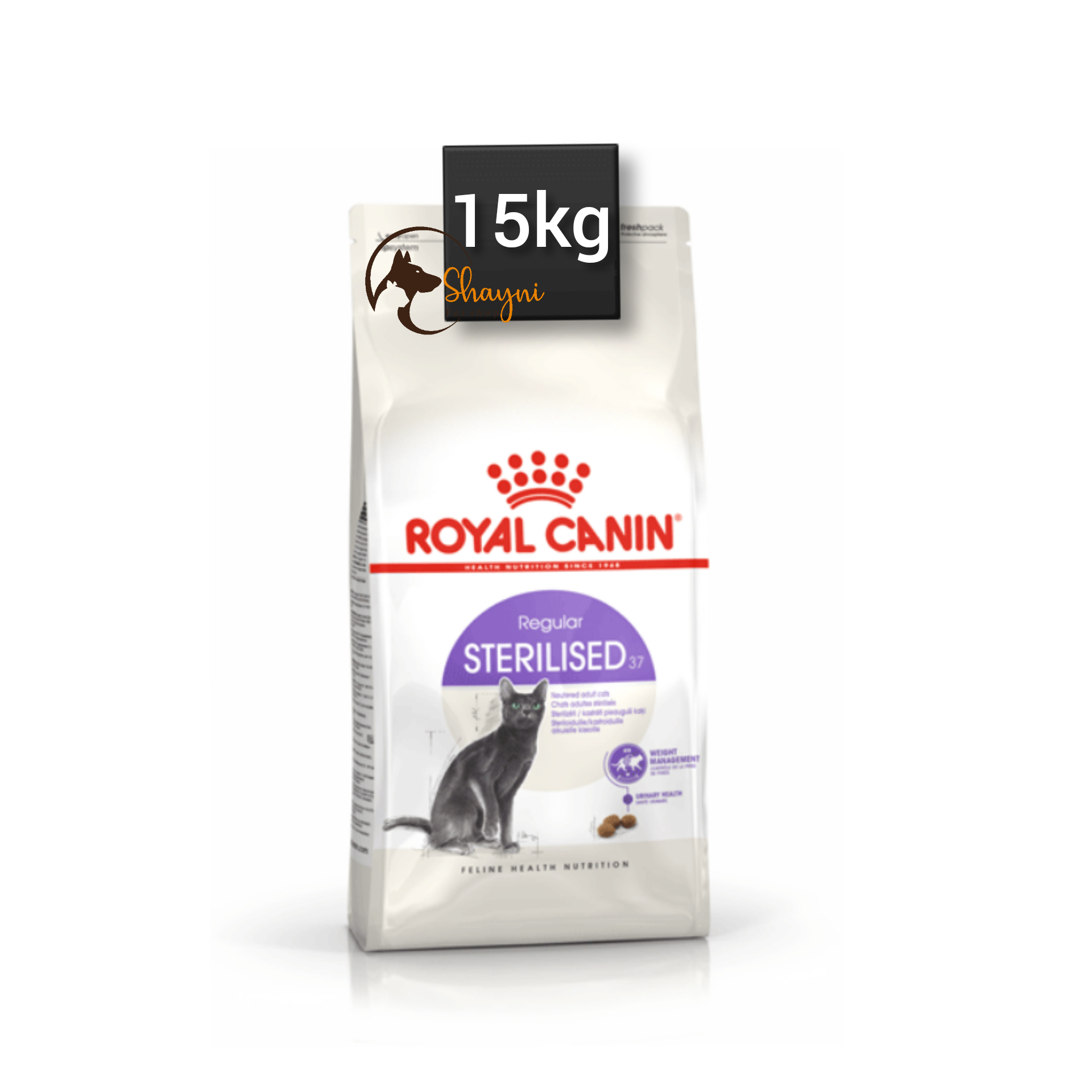 غذای خشک گربه بالغ عقیم شده استریلایزد رویال کنین royal canin sterilised 37 cat وزن 15 کیلوگرم