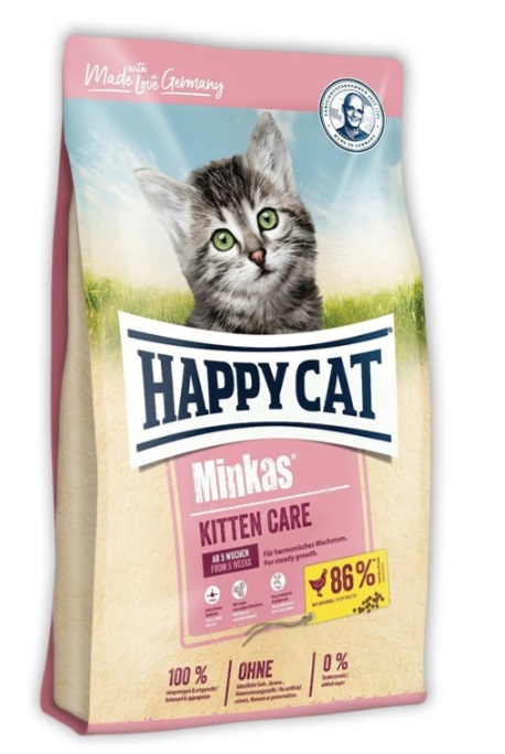 غذای خشک بچه گربه کیتن هپی کت Happy Cat Minkas kitten care وزن 1.5 کیلوگرم