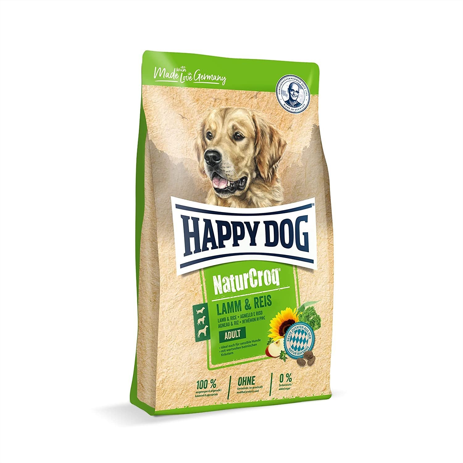 غذای خشک سگ بالغ نیچر کراک هپی داگ طعم بره و برنج Happydog naturcroq adult lamb & rice وزن ۱۵ کیلوگرم