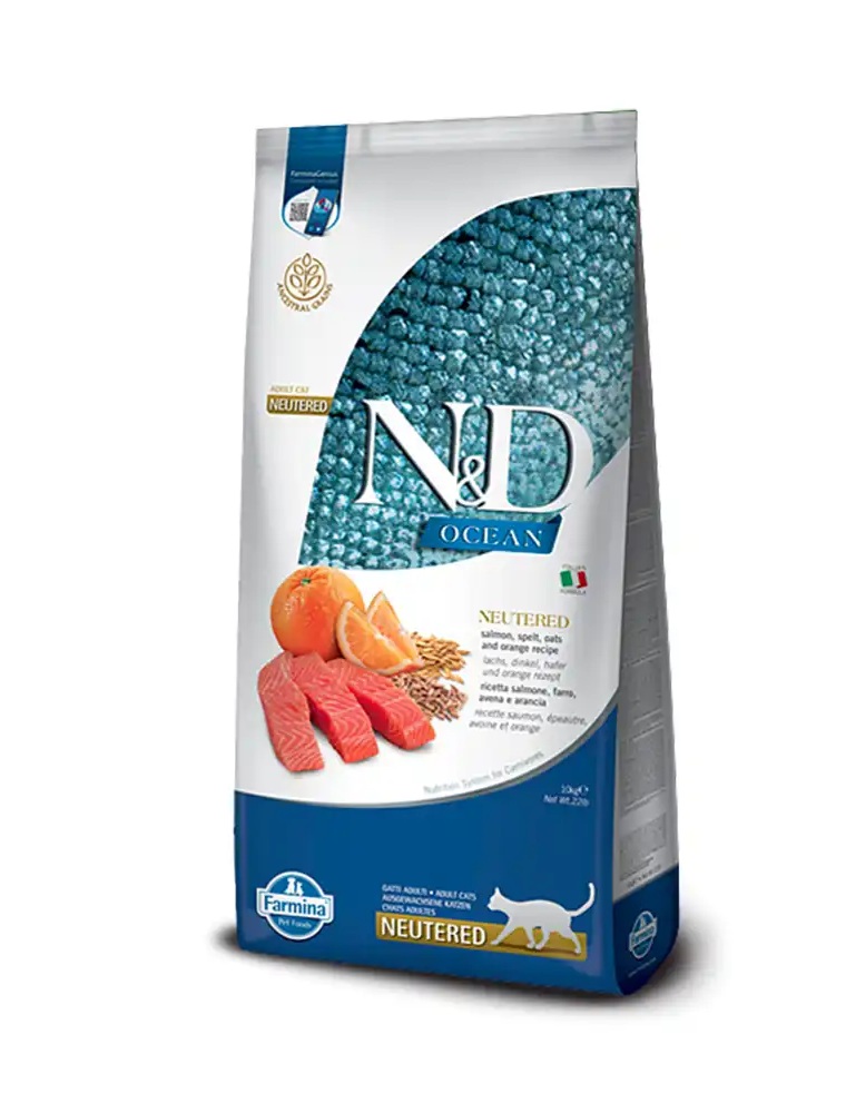 غذای خشک گربه فارمینا N&D با طعم شاه ماهی سالمون و پرتقال مدل Farmina N&D Neutered with Salmon