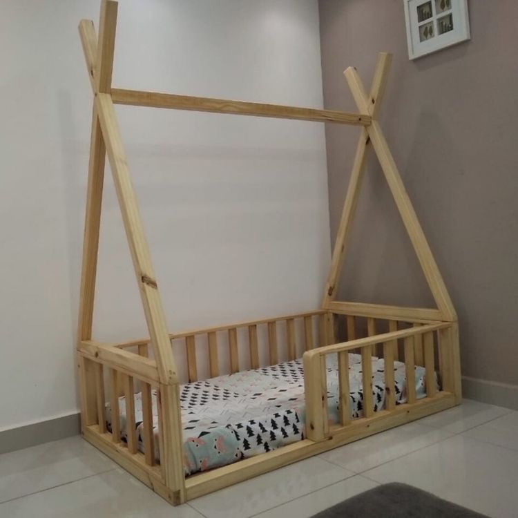 تخت خواب نوزاد مونته سوری چوبی روستیک دکور مدل HK93