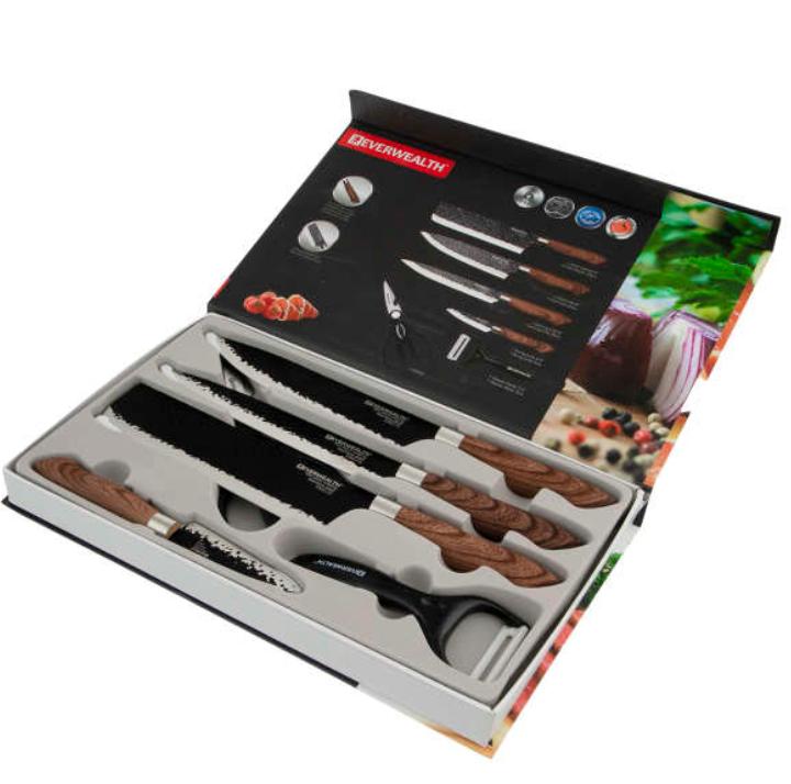 سرویس چاقوی آشپزخانه 6 پارچه مدل EVERWEALTH | نسکافه ای