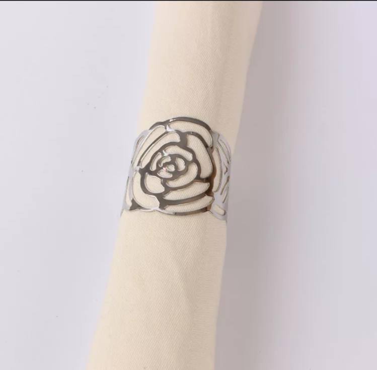 حلقه دستمال سفره استیل طرح گل
