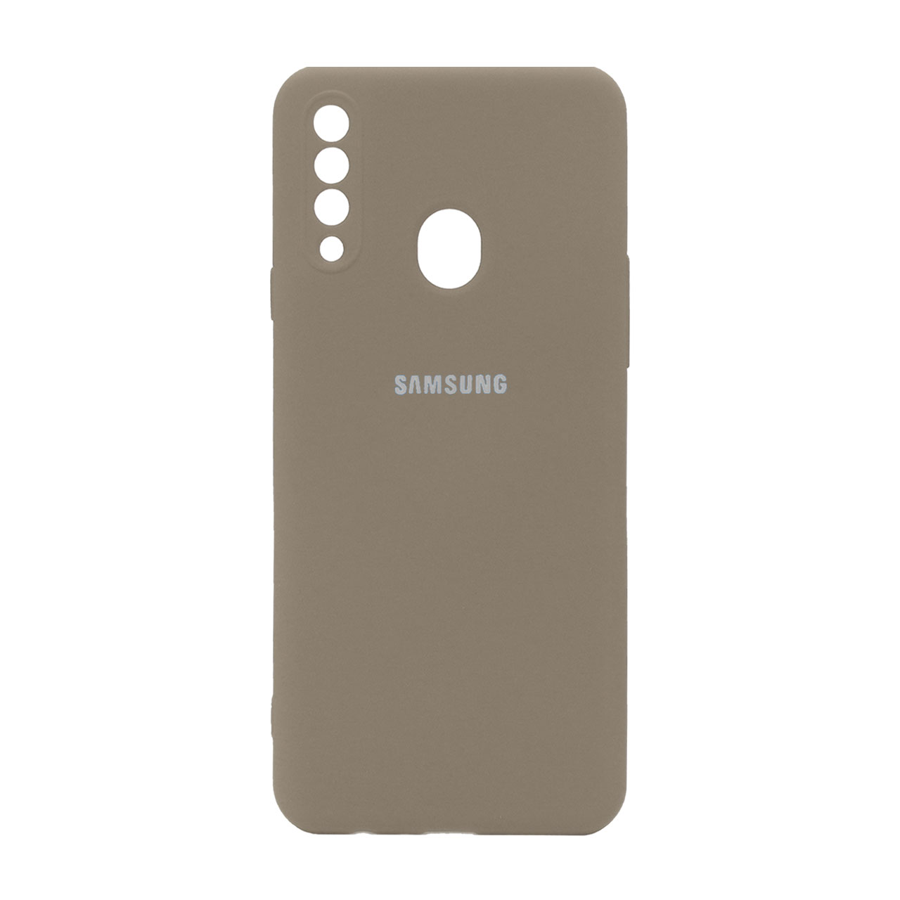 قاب سیلیکونی زیر بسته محافظ لنزدار Samsung A20S - خاکی