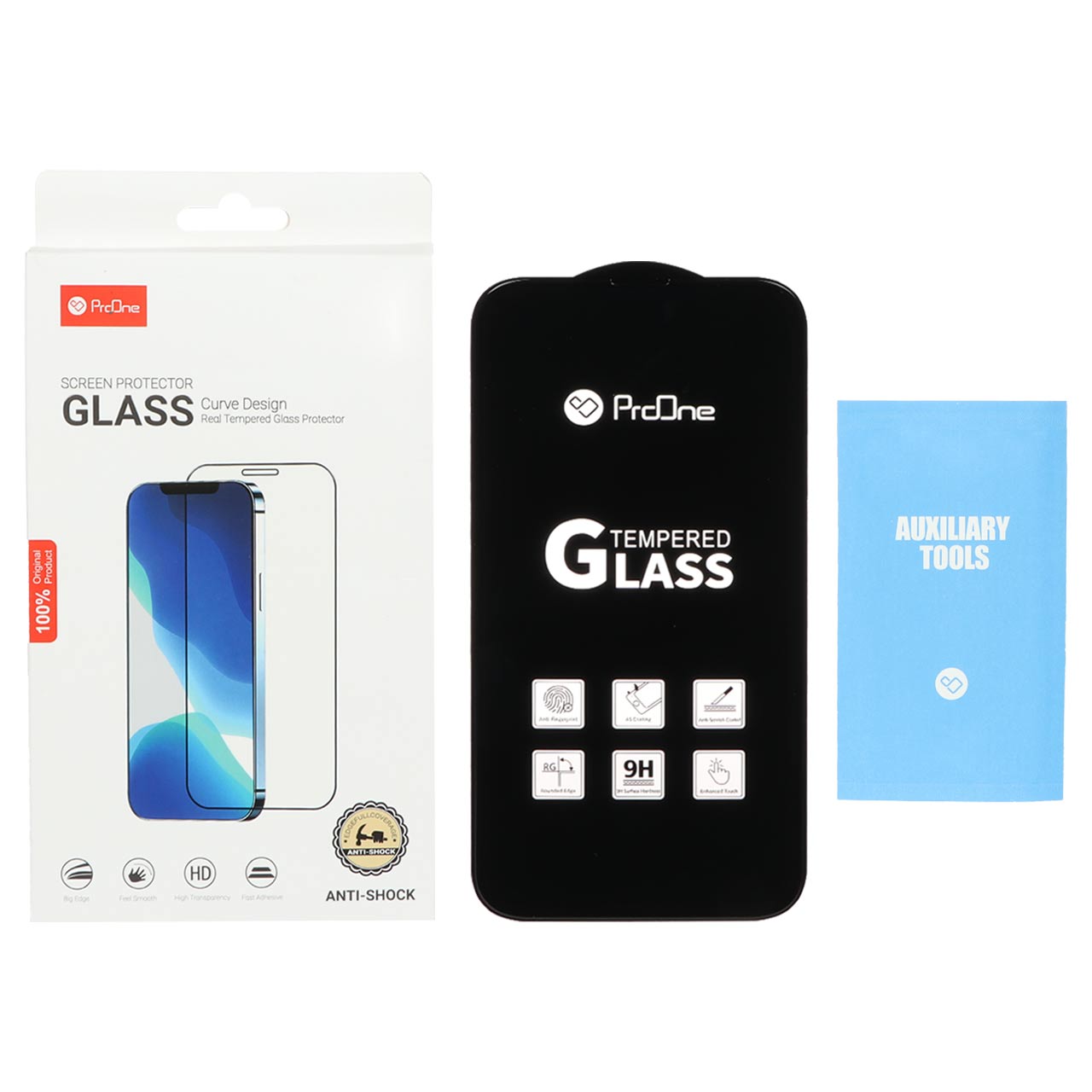 محافظ صفحه نمایش شیشه ای Full Cover ProOne مدل Iphone 13 / 13 Pro / 14 - مشکی (پک دار)